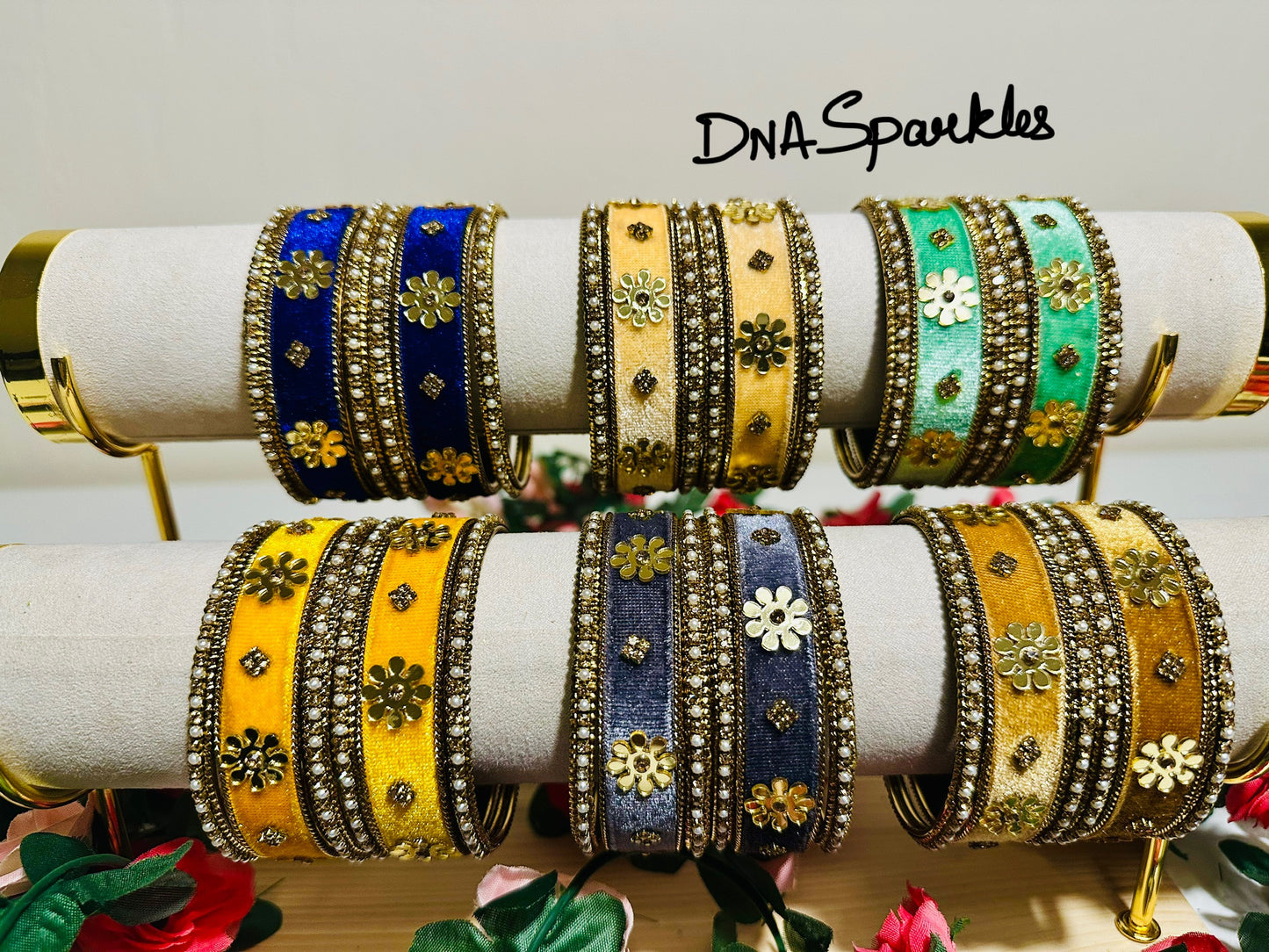 Velvet Indian Metal Bangle/Bracelet Set