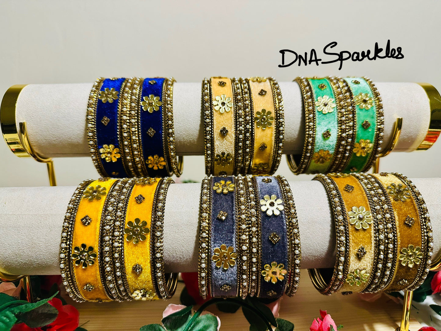 Velvet Indian Metal Bangle/Bracelet Set