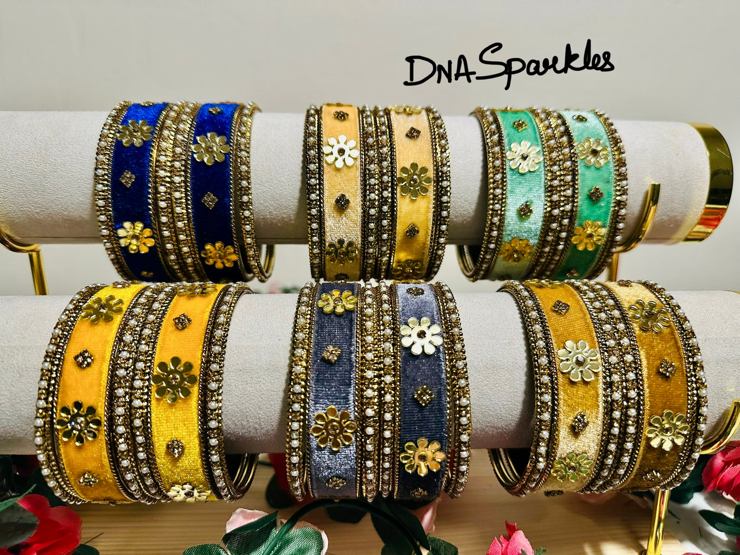 Velvet Indian Metal Bangle/Bracelet Set