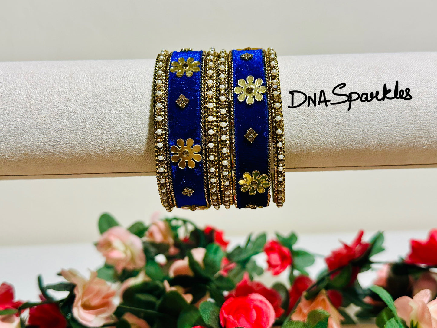Velvet Indian Metal Bangle/Bracelet Set