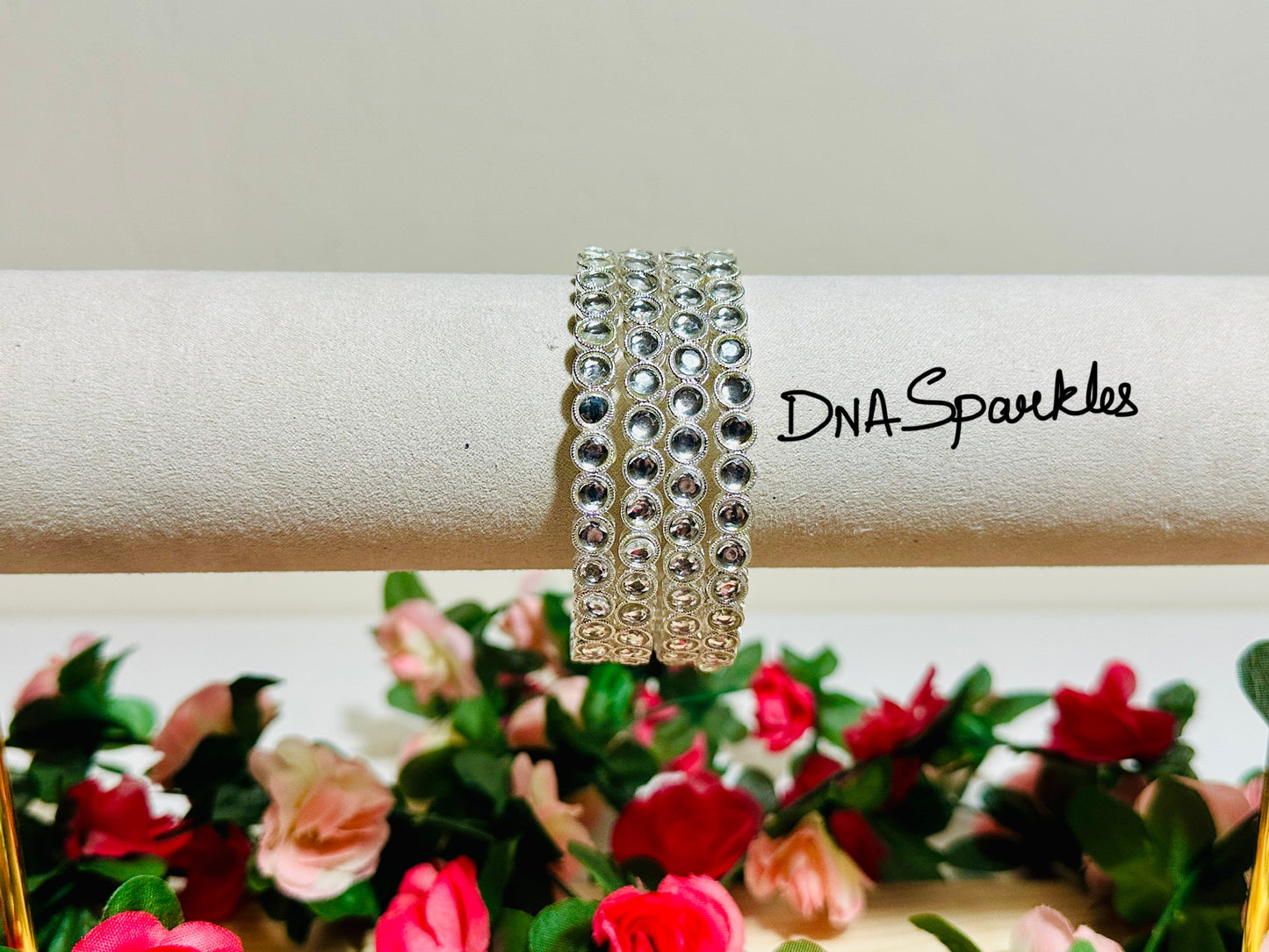Kundan Stone Indian Metal Bangle/Bracelet Set