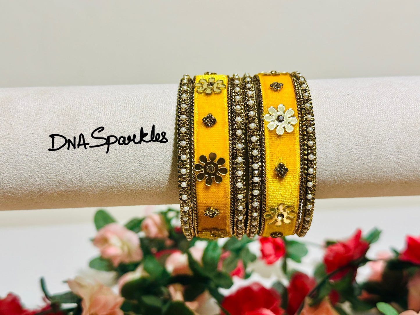 Velvet Indian Metal Bangle/Bracelet Set
