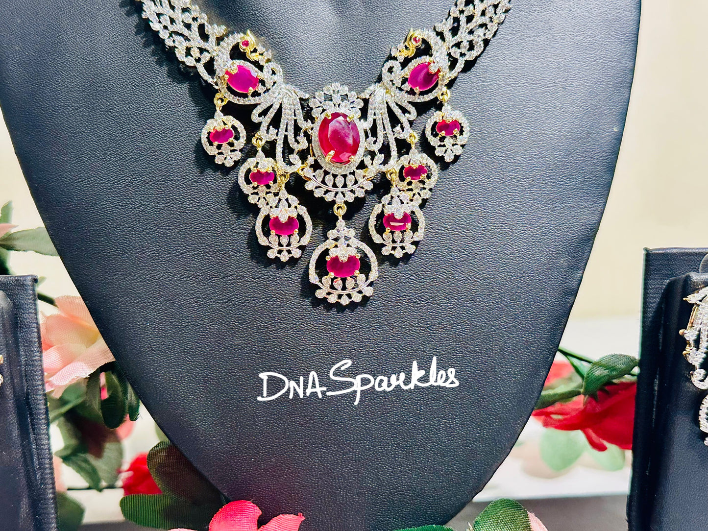 Peacock white stone Necklace