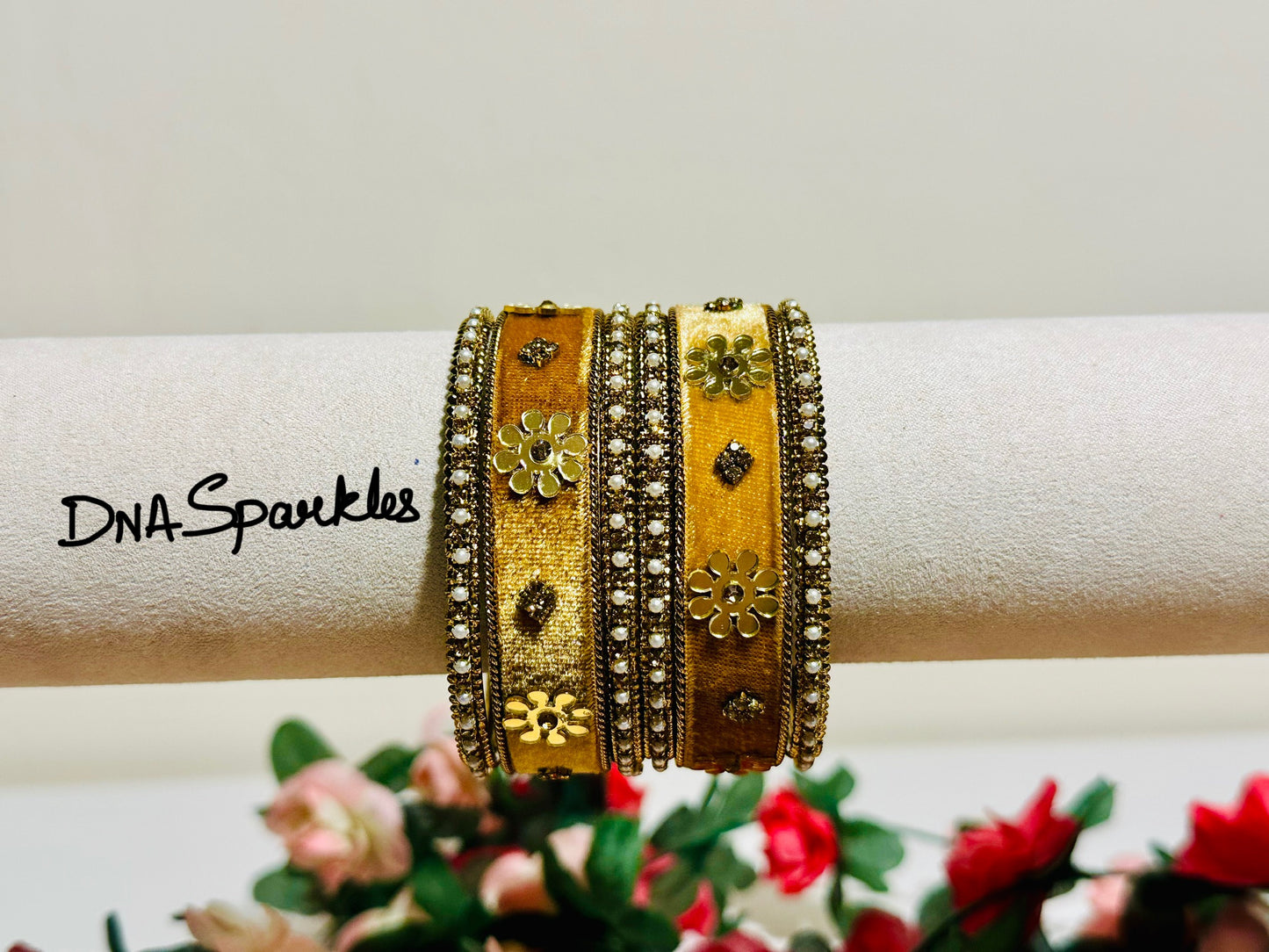 Velvet Indian Metal Bangle/Bracelet Set