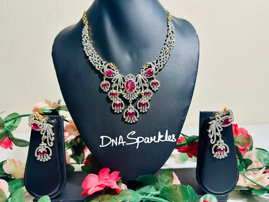 Peacock white stone Necklace