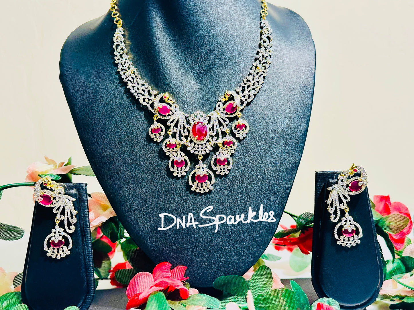 Peacock white stone Necklace