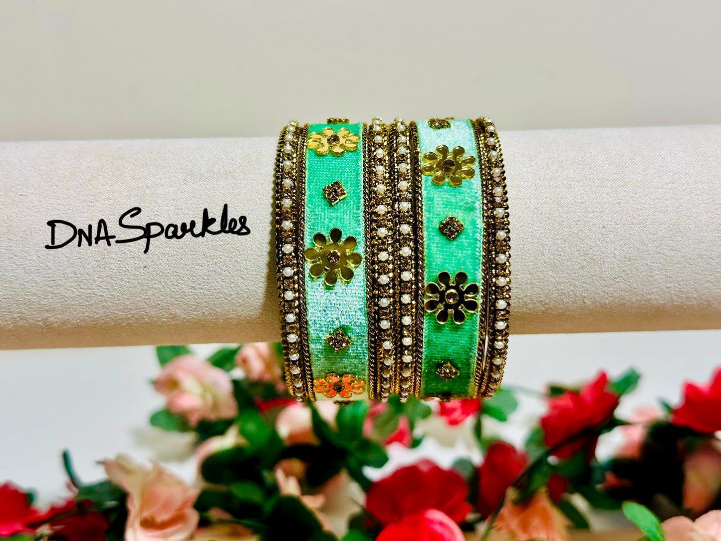 Velvet Indian Metal Bangle/Bracelet Set
