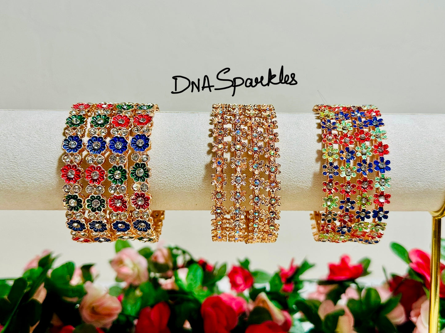 Rose Gold Flower Bangle/Bracelet