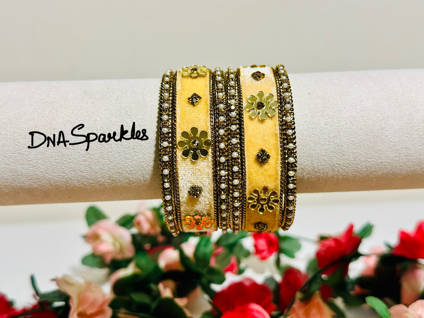 Velvet Indian Metal Bangle/Bracelet Set