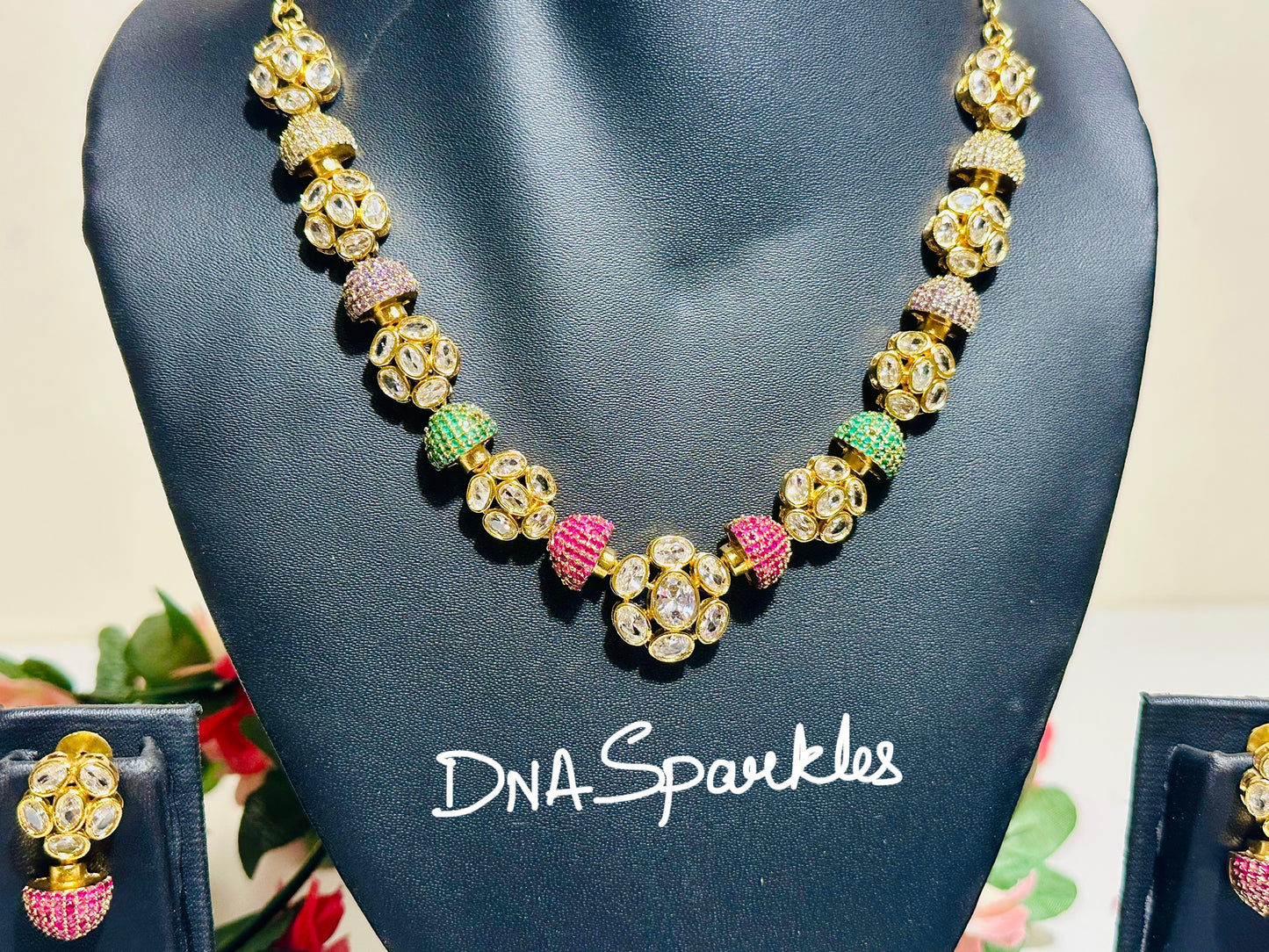 Mushroom Mosaic Stone Necklace