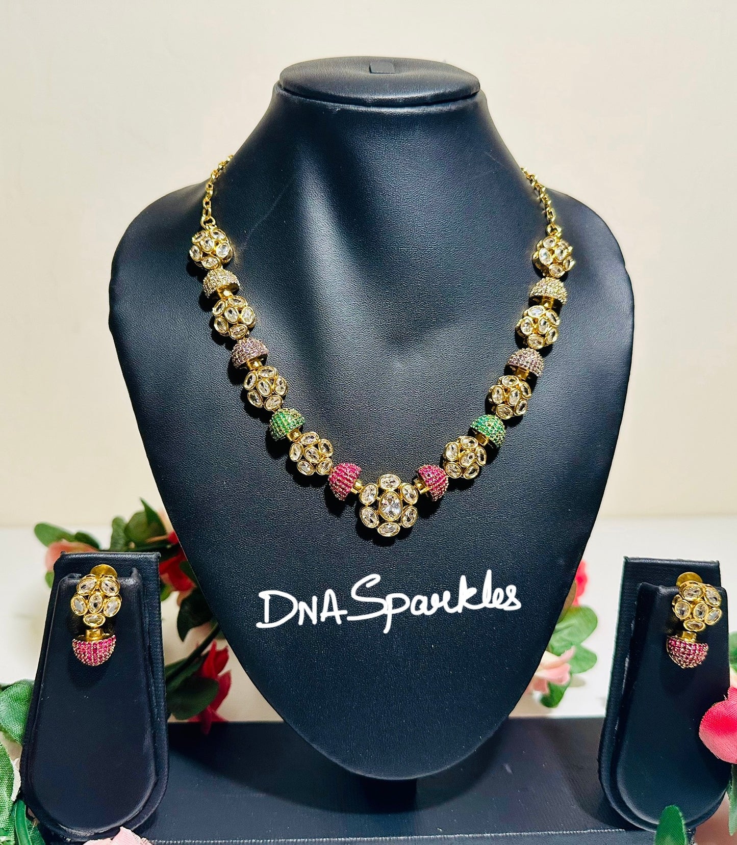 Mushroom Mosaic Stone Necklace