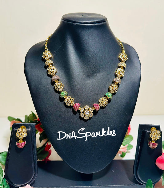Mushroom Mosaic Stone Necklace