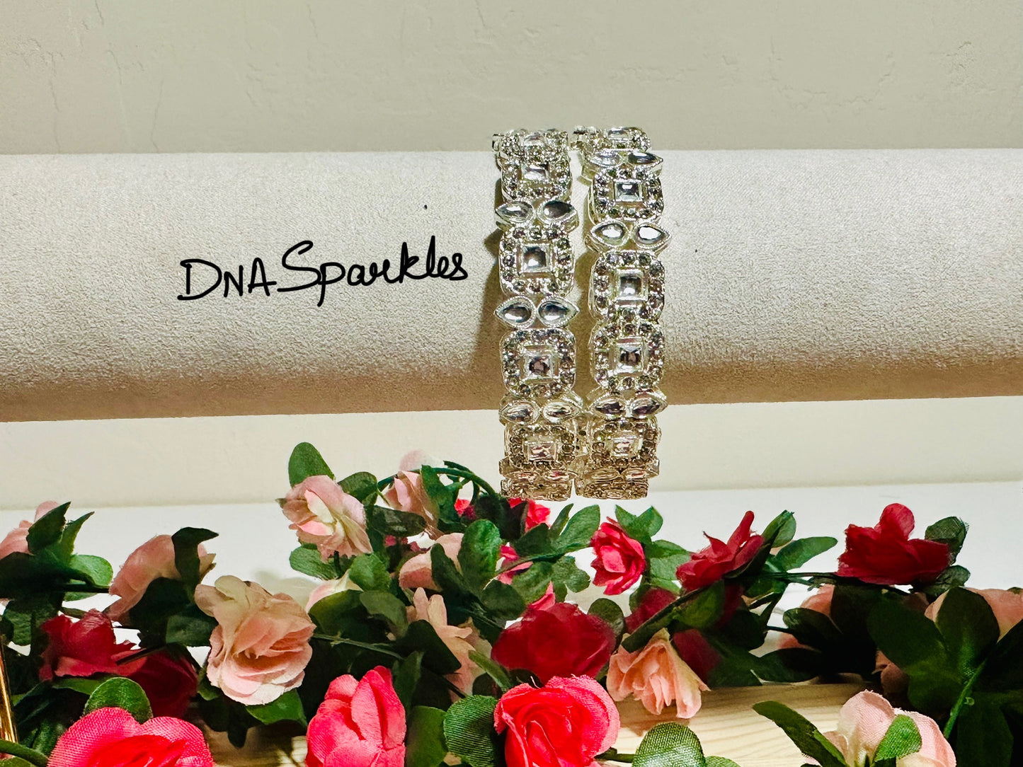 Kundan Stone Indian Metal Bangle/Bracelet Set