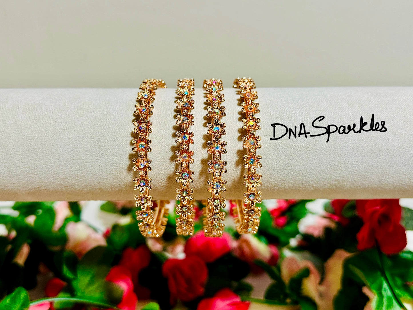 Rose Gold Flower Bangle/Bracelet