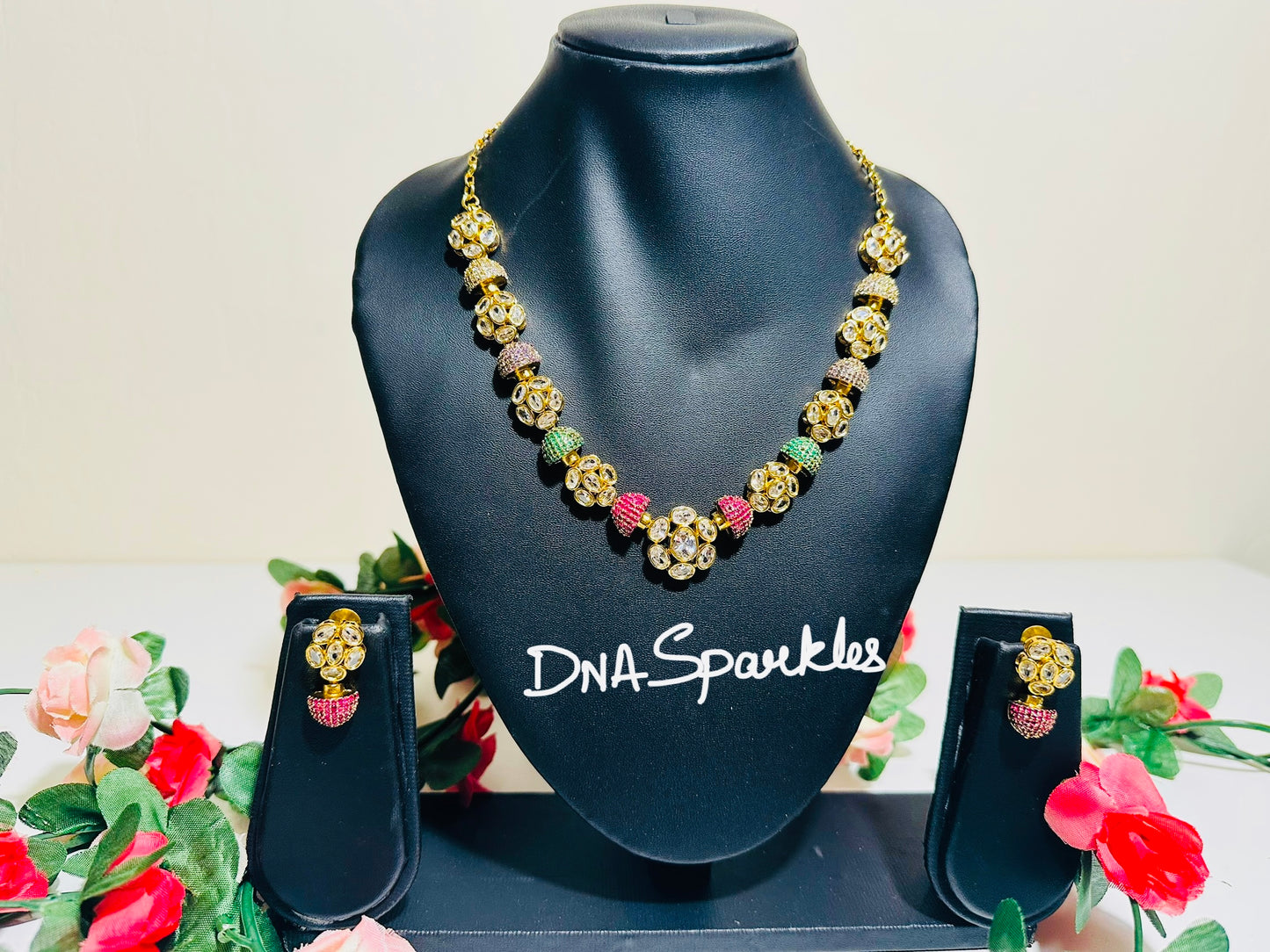 Mushroom Mosaic Stone Necklace
