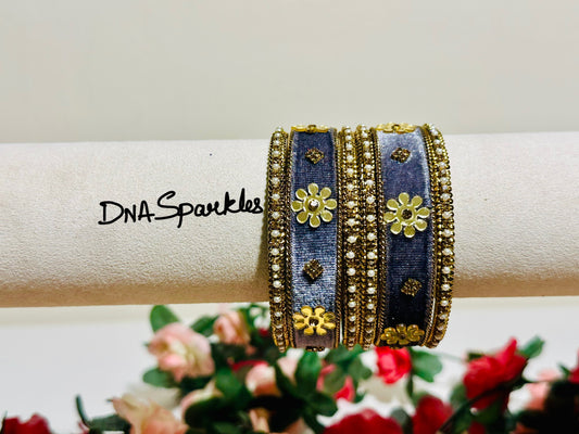 Velvet Indian Metal Bangle/Bracelet Set